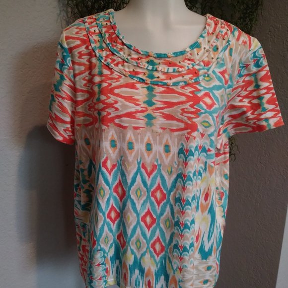 ALFRED DUNNER Geometric Shapes Top - Picture 2 of 10